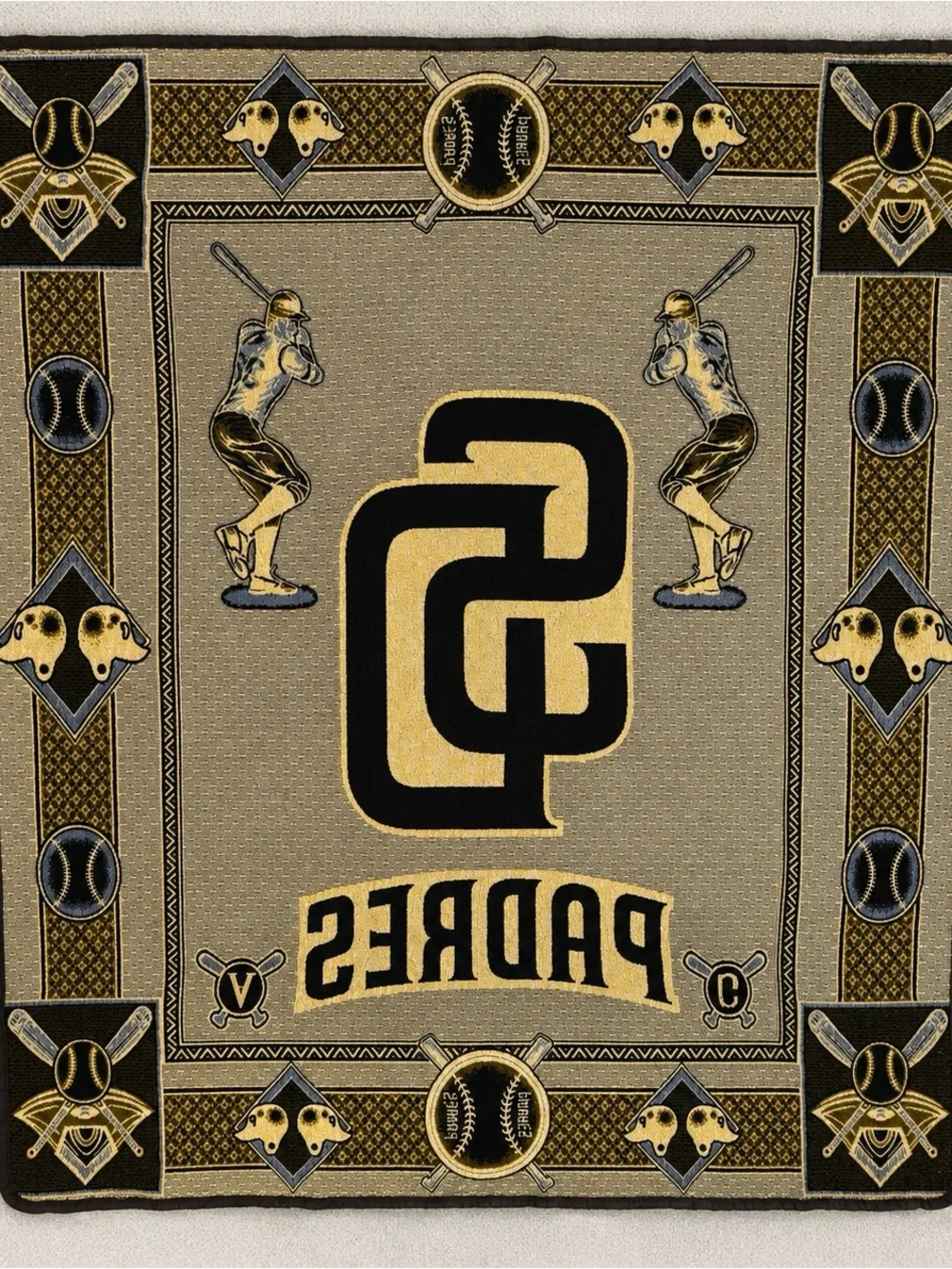 Vintage San Diego Padres Woven Blanket 88x70 Large Tapestry Wall Hanging MLB